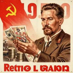 1 9 5 0 soviet propaganda poster of praising money and capitalism, highly detailed,