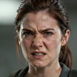 highly detailed facial portrait of ellie from the last of us part 2, angry, micro expressions, highly detailed, trending on artstation, cinematic lightning, sharp focus, illustration, 8 k
