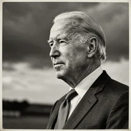 a black and white photograph of joe biden, in the style of dorthy lang, realistic, vintage, antiqued look, grainy film