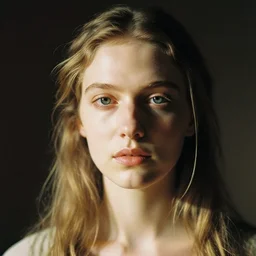 close up portrait of klotho the goddess of fate, by trent parke, film development artifacts overlay