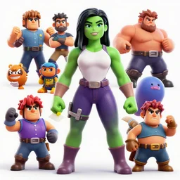 she hulk with clothes, at all angles clash royal style characters, unreal engine 5, octane render, detailed, brawl stars, cinematografic, cinema 4 d, un artstation trending, high definition, very detailed, blender
