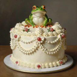 baroque rococo painting 💪🐸 by Greg Hildebrandt high detail fancy cake
