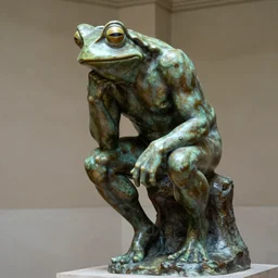 the thinker pepe the frog by Auguste Rodin