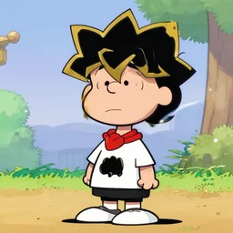 Yugi Moto in the style of Peanuts