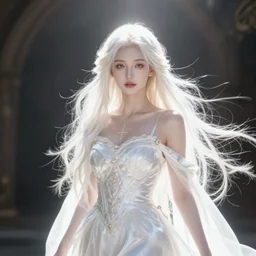 goddess, pale, holy, gorgeous, white dress, high fantasy, Blade and Soul