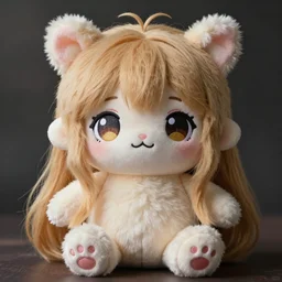 cute fumo plush of a poodlegirl, monster girl, anime girl