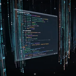 1000 line of python code floating in an endless universe, digital arts, 4k