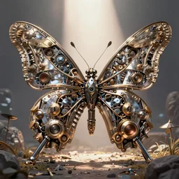 steampunk butterfly, intricate detail, mechanical