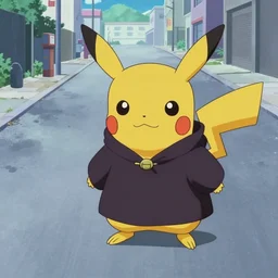 screenshot from an anime about pikachu s wearing wizard robes and wandering an empty street alone, anime, 8 0 s, vhs, vhs effects, art by yuji ikehata