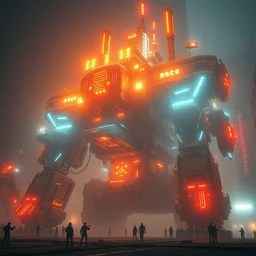 a extreme huge atompunk construction mecha, luminescent, rule of thirds, golden ratio, ambient lighting, syd mead, greg rutkowski, wlop, artgerm, artstation, highly detailed masterpiece