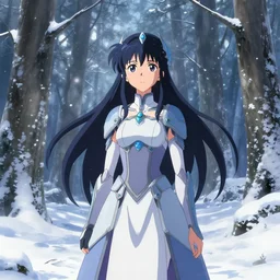 himalayan anime inspired princess, sci fi themed, in a winter forest 8k hdr pixiv dslr photo by Makoto Shinkai and Wojtek Fus