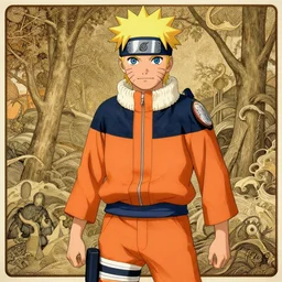 photo of naruto in the style of Arthur Rackham realistic wide focus 8k ultra insanely detailed intricate elegant art