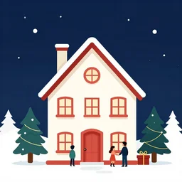 a house at christmas. clean cel shaded vector art. shutterstock. behance hd by lois van baarle, artgerm, helen huang, by makoto shinkai and ilya kuvshinov, rossdraws, illustration, art by ilya kuvshinov