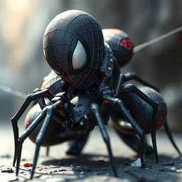 spiderman biting on a spider, fully detailed, octane render