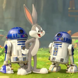 a screencap of bugs bunny breath of the wild, of r 2 d 2 in breath of the wild