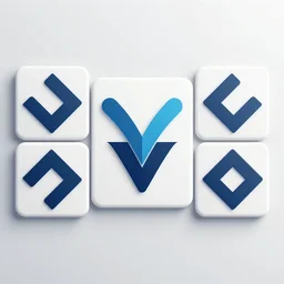 a logo for a tech company with symmetric arrow tiles