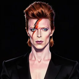 david bowie as folk art style manga man