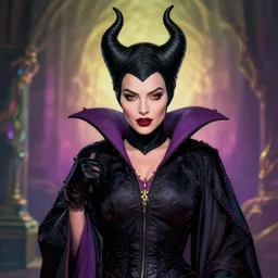 Margot Robbie is maleficent from sleeping beauty,digital art, well detailed