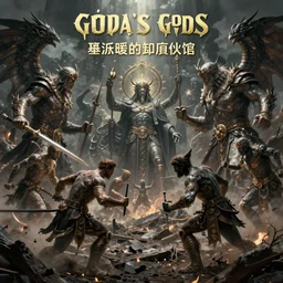 battle between gods and humans, dark fantasy artwork, award winning, devastated scenario, artstation