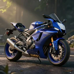 Cyberpunk yamaha motorcycle, photorealism, high resolution, unreal engine, highly detailded