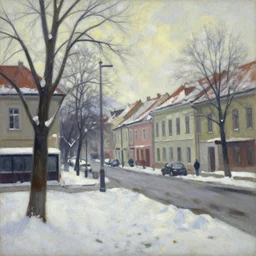 an edward hopper style painting of a ( ( ( ( ( ( ( ( miskolc, a city in northeastern hungary ) ) ) ) ) ) ) ), early - winter, december of 1 9 4 8