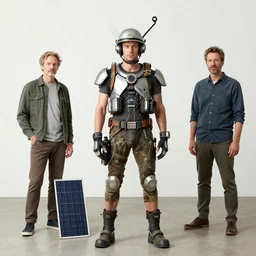 solarpunk human, by david caspar friedrich and giger and Jean-Michel Basquiat