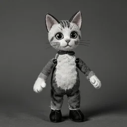 photographic portrait of an antique cat puppet, by alfred pellan