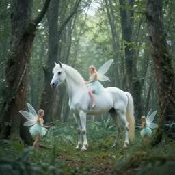 photo of an ethereal forest with fairies and unicors