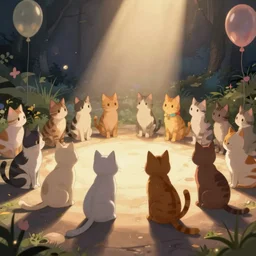cats party in animation style