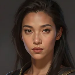 beautiful, very strong, mixed race, female, aged 4 0, face, no makeup, head shot, fantasy, highly detailed, digital painting, artstation, concept art, smooth, sharp focus, illustration, art by brom