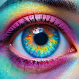 a colorful vibrant closeup photo of an alien eye, psychedelic and beautiful and colorful