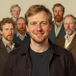 photo of einar hakonarson with simple smile paint detailed digital artstation, portrait hd 4 k, y greg rutkowski and gaston bussiere and craig mullins and j. c. leyendecker, hd
