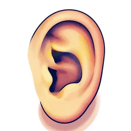dove in an ear canal, palette of primaries, flat colors, precise linework, grainy, stippling shading, psychodelic