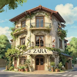 a zara hadid building in the style of studio ghibli