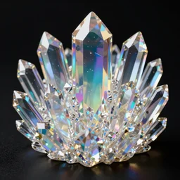 material study, photo realistic holographic crystals and games, translucent, beautiful, colorful, sharp focus, highly detailed, black background