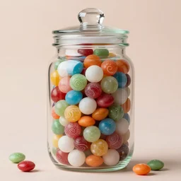 jar filled with various types of candies, beaufiul stylish art