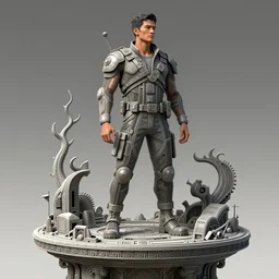 an intricate concept art, illustration, filipino man standing on platform, ultra photorealistic, ultra sharp, artstation, cgsociety, masterpiece, octane render, by wylop, 8 k