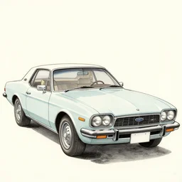 a 1 9 9 0 ford thunderbird sc. drawn by yoshitaka amano. art nouveau, ukiyo - e, inkbrush, artstation.