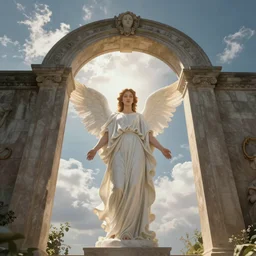 angelical portal opening in the sky, first person point of view