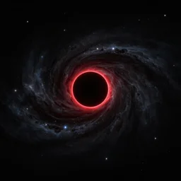 black hole in space, red light, gloomy atmosphere, very aesthetic, realistic