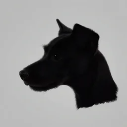 the silhouette of a side view of the head of a dog, a little terrier, inside the larger silhouette of a side view of the head of a huge dragon