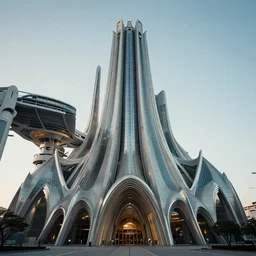 futuristic cathedral by buckminster fuller and syd mead, intricate contemporary architecture, photo journalism, photography, cinematic, national geographic photoshoot