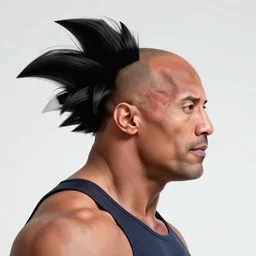 Dwayne Johnson with anime Goku hair, 8k photo, photography, profile picture