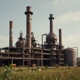 industrial architecture by jan van goyen, meadow retrowave apocalyptic, archdaily, wallpaper, highly detailed, trending on artstation.