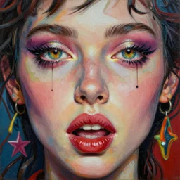 passionate lips and flashy eyes of wild youth detailed and highly reliefed analogue collage in style of conteporary art, dadaism, photorealistic, expressionism, masterpiece, perfect composition, symmetrical, spectacular quality, intricate oil details