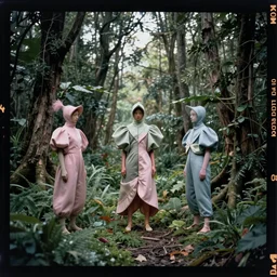 kodak portra 4 0 0, wetplate, photo of a surreal artsy dream scene,, weird fashion, in the nature, highly detailed face, very beautiful model, portrait, extravagant dress, carneval, animal, wtf, photographed by paolo roversi style and julia hetta