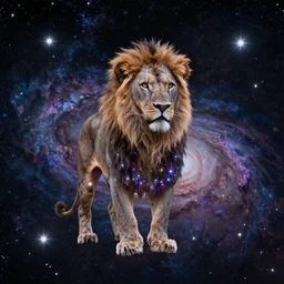 lion in a galaxy made of stars, space, nebulas stars