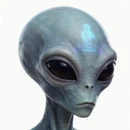 a close up of a sad Roswell grey alien head with a white background, a hologram by Alan Bean, featured on zbrush central, hurufiyya, zbrush, polycount, airbrush art