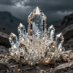 precious crystals in the shape of religious symbols and patterns