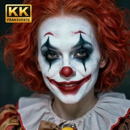 photo of a beautiful creepy female clown, highly detailed, 8 k, hdr, close up, smooth, sharp focus, high resolution, award - winning photo